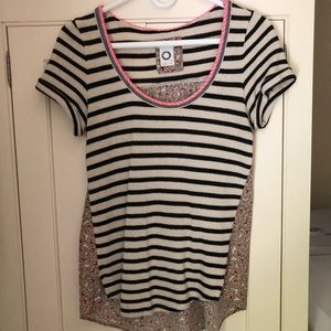 Striped top with floral back